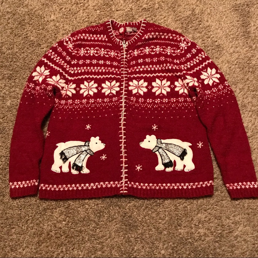 Polar bear Christmas sweater. Size Large.